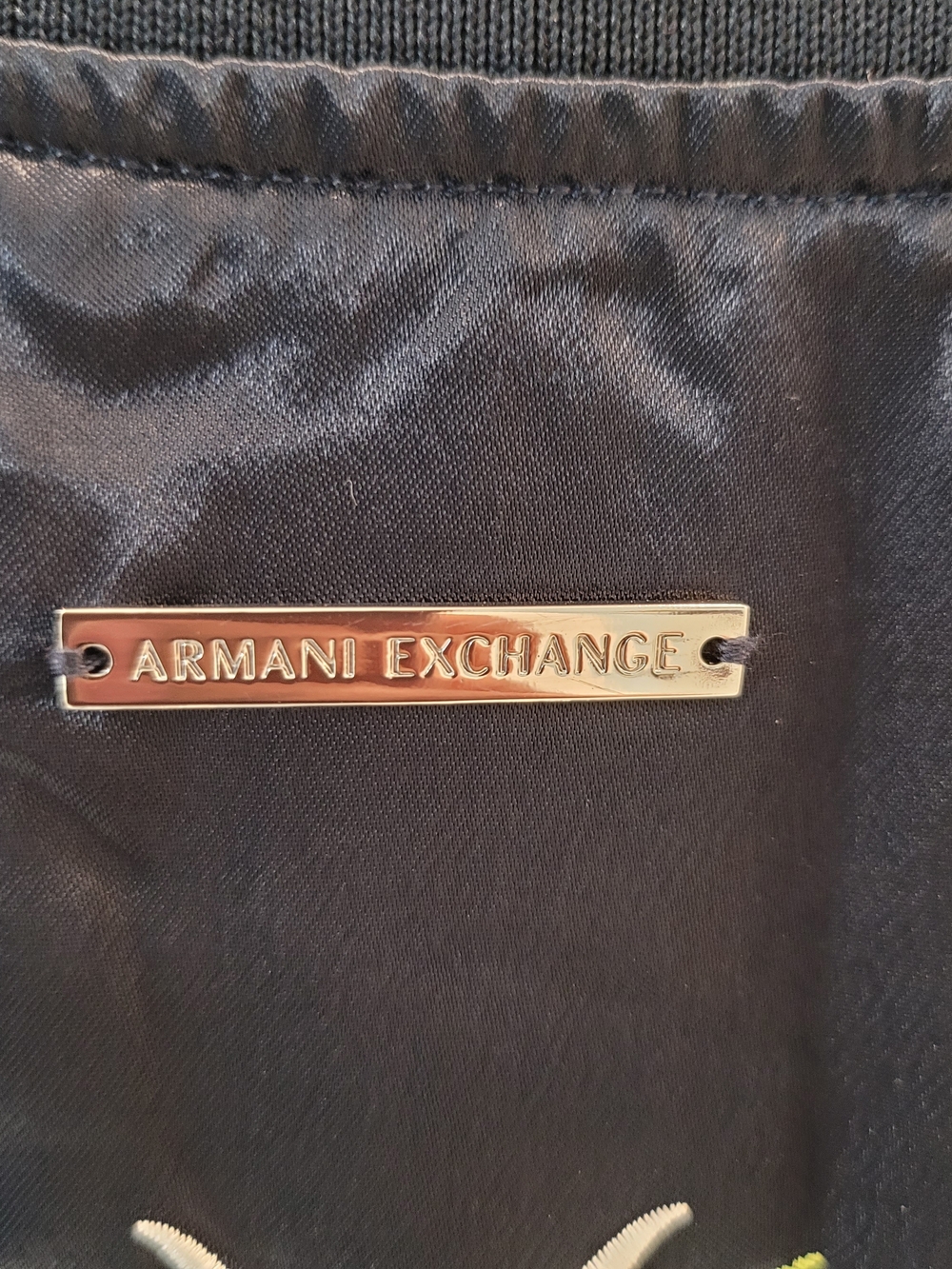 Armani Exchange Black Satin Floral-Embroidered Long Dress Xs Oversized - Picture 8 of 16